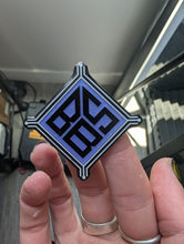 Load image into Gallery viewer, Purple Glitter Geometric Logo Pin