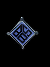 Load image into Gallery viewer, Purple Glitter Geometric Logo Pin
